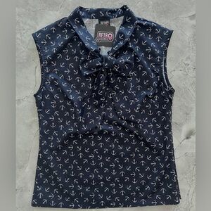 Retrolicious Nautical Black and White Blouse